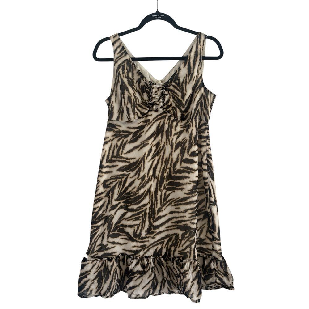 Talbots 100% Cotton Petite Dress 10P Zebra Print Sleeveless Fit & Flare